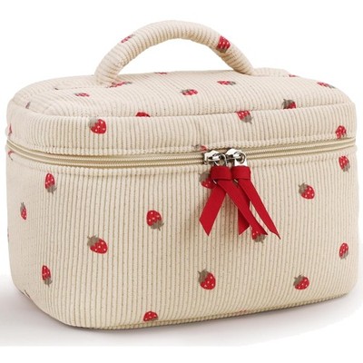 Kosmetiktasche Damen Kulturbeutel Aesthetic Kosmetiktasche Erdbeere Blumen