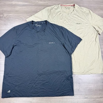 x2 Eddie Bauer Motion Free Dry Performance Short Sleeve Shirt Lot Men s XL