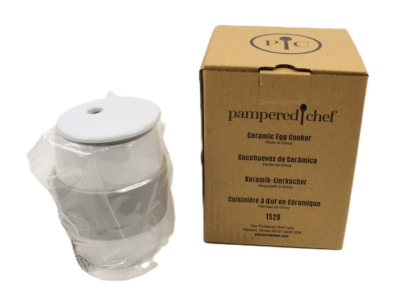 PAMPERED CHEF CERAMIC EGG COOKER #1529 MICOWAVE EGG COOKER NEW