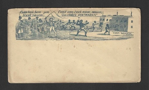 c1860's Civil War Patriotic Cover - Escaped Slavery Scene Outside Fort Monroe