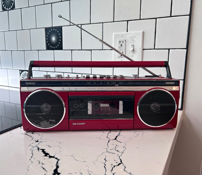 Sharp QT-12R AM/FM Stereo Radio Cassette Player Recorder Boombox Red