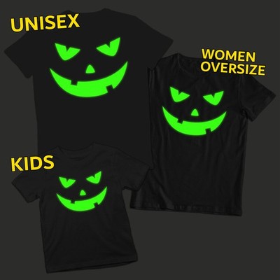 Jack Face Glow In Dark Halloween Unisex T-Shirt Herren Damen Kostüm...