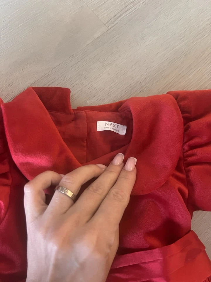 Next Vestido de terciopelo rojo con lazo talla 2-3 Foto 2 de 4