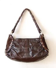 Borsa a mano Francesco Biasia in pelle marrone cioccolato scamosciato borchie intrecciate - NUOVA!