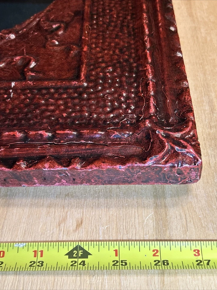 "Espejo de lata perforada ovalado recuperado hecho a mano arte popular mexicano decoración de pared ~ 19x19""" Foto 4 de 4