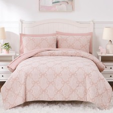 Full Size Comforter Sets with Sheets for Girls-7 Pieces Bow Bed in A Bag Full
