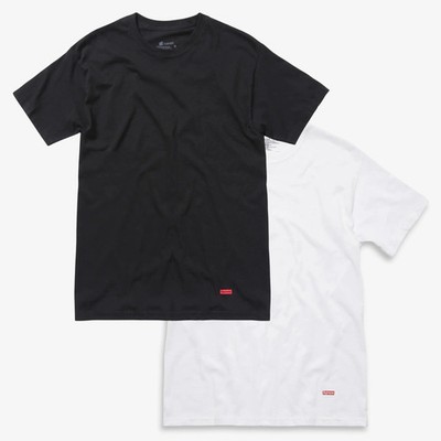 Supreme x Hanes Tagless Tee (1 Single Tee of Each) Black and White Tee Top