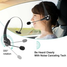 Bluetooth Headset Truck Driver Noise Cancelling Over-Head Wireless Headphones