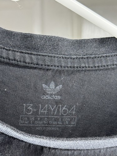 Adidas Originals Shirt Boys Size 13-14 Black Short Sleeve Crew Neck - Picture 4 of 4