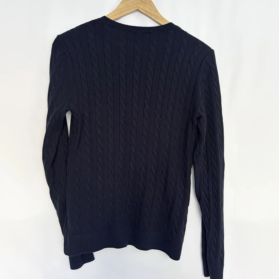 Suéter Brooks Brothers Mujer Old Money Tejido con Cable Talla L Preppy Academia Azul Marino Foto 3 de 4
