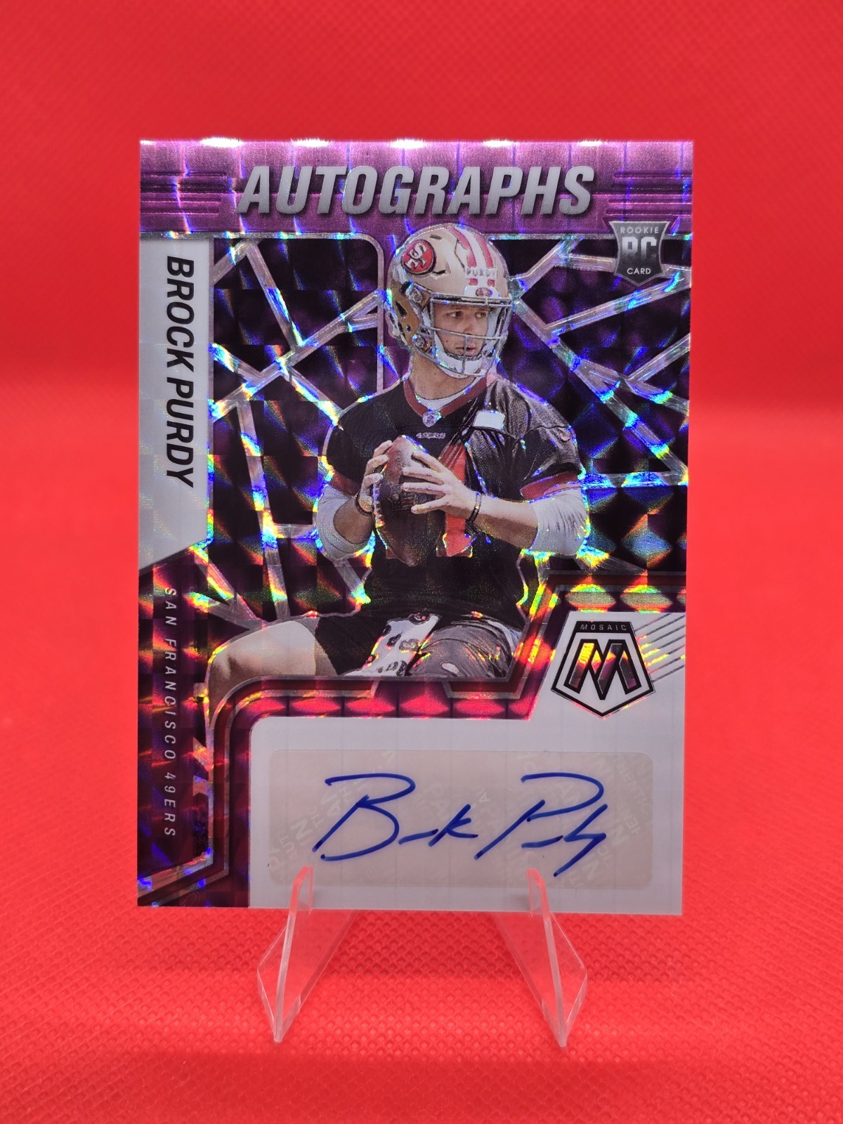 2022 Panini Mosaic - Brock Purdy Purple Mosaic Rookie Auto /49 RC #RAM-BP