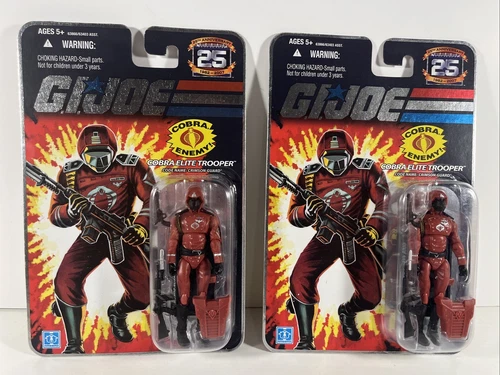 Crimson Guard Elite Trooper G.I. JOE COBRA 25th Anniversary FOIL MOC Lot of 2