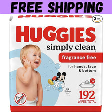 Huggies Simply Clean Fragrance-Free Baby Wipes 3 Flip-Top Packs 192 Wipes Total 