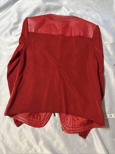 Chaqueta roja tejida de cuero NVGARD COLLECTION para mujer talla grande M 10-12 - Imagen 13 de 21