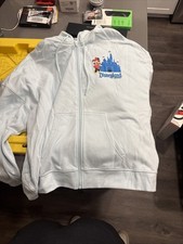 DisneyParks DISNEYLAND Logo Zip Hoodie For Adults Light Blue Size 3X Unisex NWT