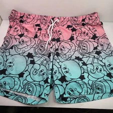 Nintendo’s Kirby Men’s Sz 2XL Board Shorts Pink Purple Blue Elastic Waist