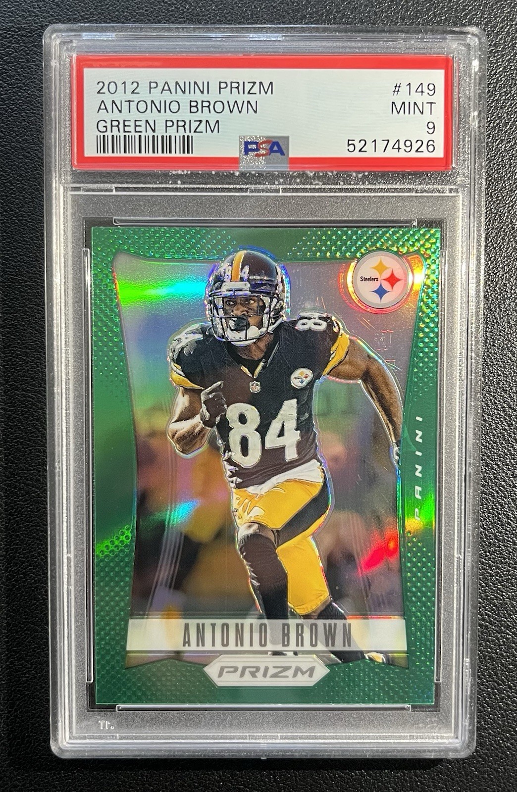 2012 Panini Prizm Antonio Brown #149 Green Prizm PSA 9