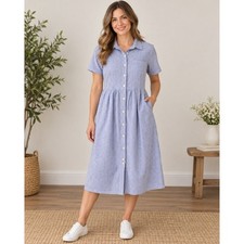 Vintage 90s J.G. Hook Blue Gingham Cotton Shirt Dress Size 12