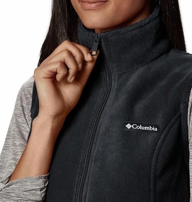 Columbia Womens Benton Springs Black Plush Fleece Full-Zip Vest New w/ Tags!