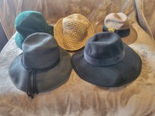 VINTAGE ANTIQUE HAT LOT, 5  BOHO, WESTERN, SUN, STRAW, ASSORTED LOT