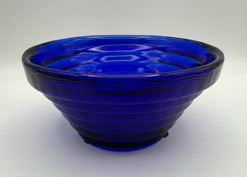 Blenko Vetro Passo Blu Piramide Alveare Ciotola 6,5” Art Decò Art Glass - Foto 2 di 7