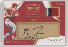 2020 Panini Immaculate Debut Moments Relics Gold 8/10 Matt Thaiss Auto 1u6