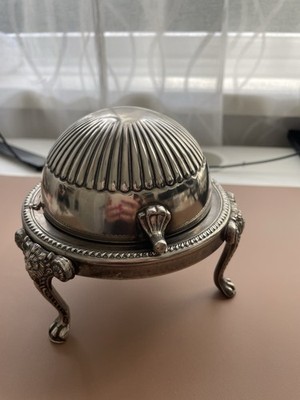 Vintage Silver Plated Butter Caviar Dish Kaviar Butter  Dose Versilbert