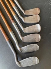 Awesome Antique William Gibson/Slazenger Smith’s Anti Shank Hickory Iron Lot (7)