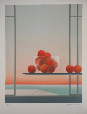 Pierre GARCIA FONS FONS: Signierte Original Lithographie   Obstschale