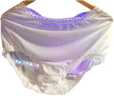 Vintage Olga White Sheer Nylon Lace Mushroom Gusset Granny Panties L 7