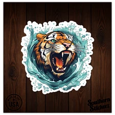 Tiger Head Splash - Vinyl Decal Sticker - Car Window Laptop - ebn9502