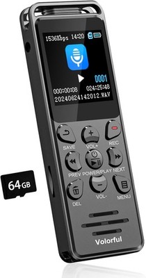 Diktiergerät 80GB Digital Recorder mit Spracherkennung, MP3 Player, USB-C, 70