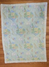 Vintage 70s Baby Crib Comforter Blanket Noah's Ark Animals Mint Green Animals