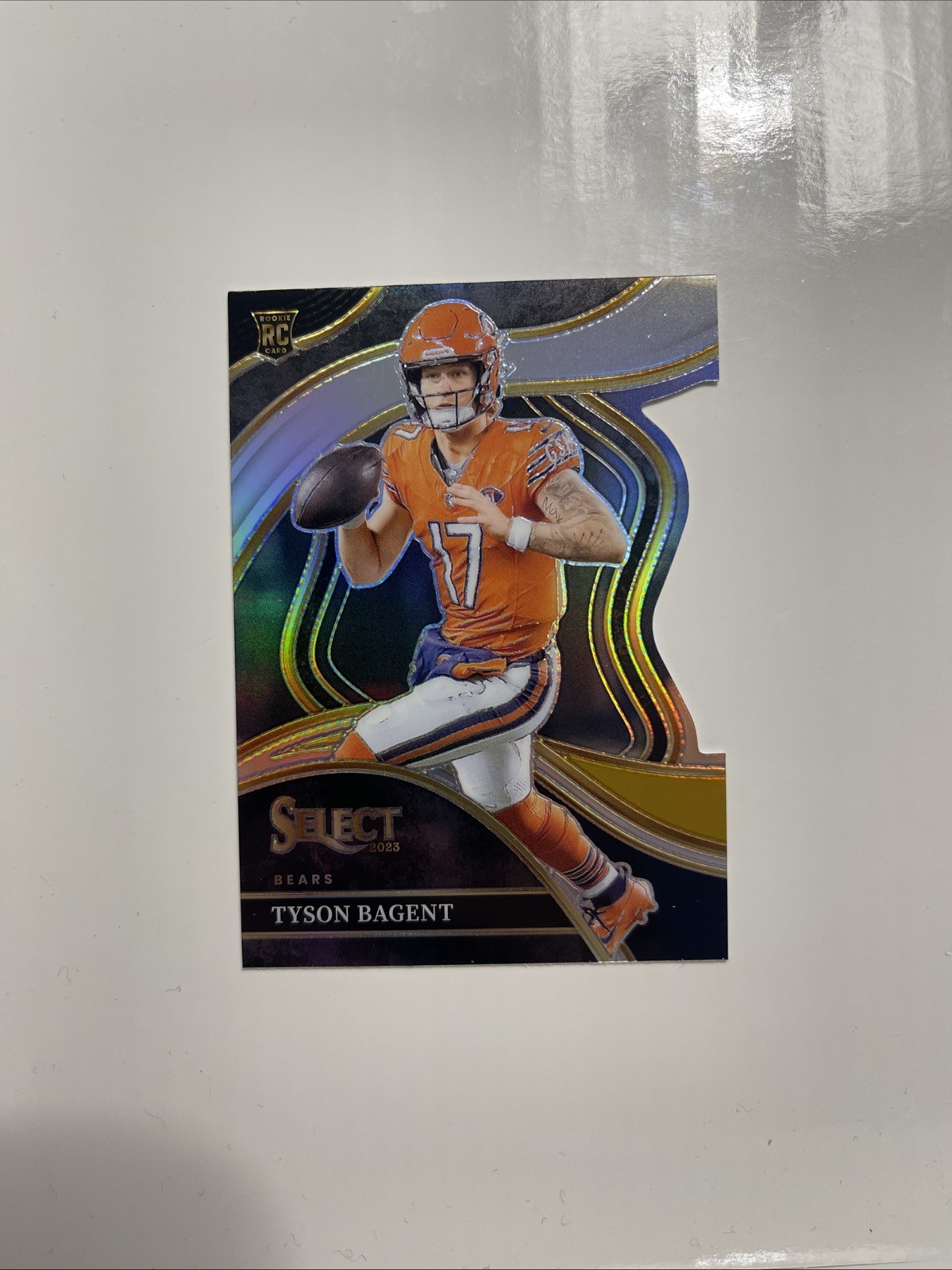Tyson Bagent 2023 Panini Select Black Gold Prizm Die-Cut Rookie #208 Bears