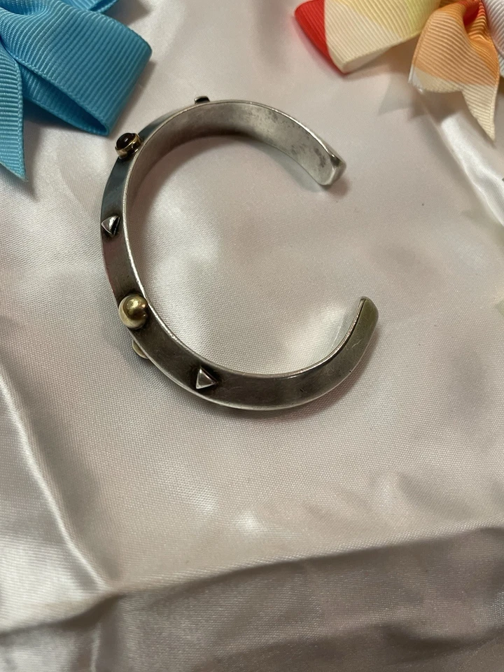 ¡Raro! Brazalete con bisagras Amatista JOHN ATENCIO SS Plata de Ley Oro 18k JA Foto 4 de 4