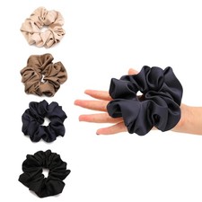 4PCS Large Satin Silk Scrunchies for Women - Big Glossy Scrunchie for Thick H...