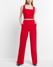 NEW EXPRESS 80 RED EDITOR MID RISE RELAXED TROUSER PANTS SZ 8