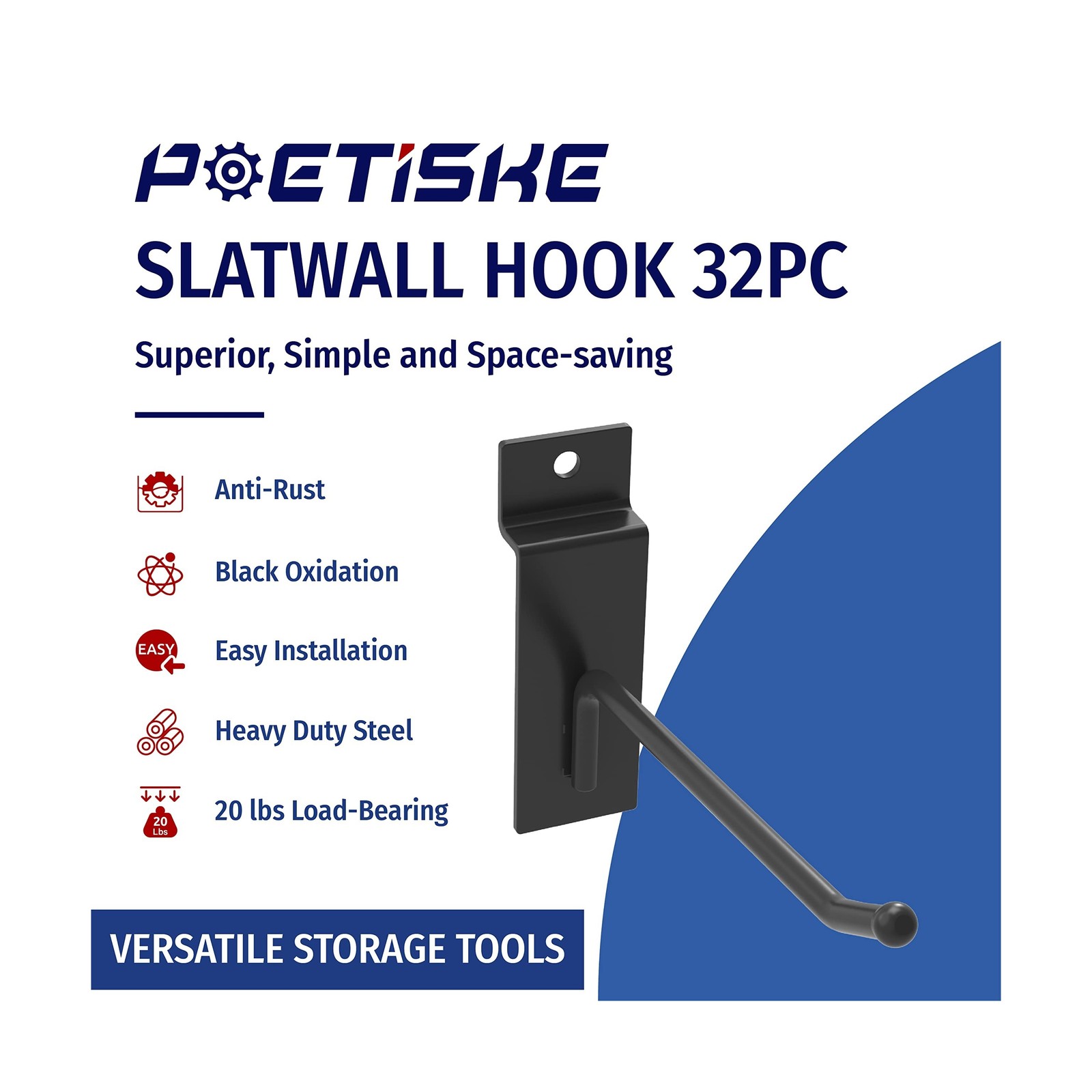 POETISKE Slatwall Hooks 32PC 4 Inch Slatwall Accessories - Heavy Duty Pegboar...