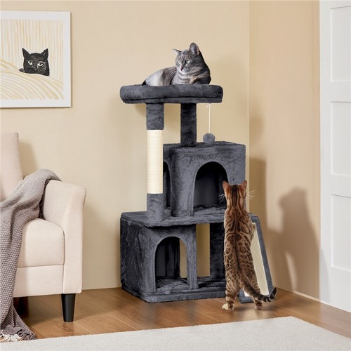 Árbol rascador para Gatos 106 cm con 2 Casitas y Pelota de Juego Natural Sisal - Imagen 10 de 29