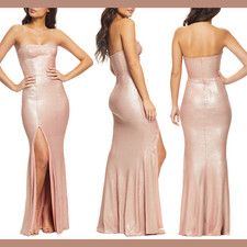 NEW 286 Dress the Population  Small  Ellen Sequin Gown in Rose Gold F941