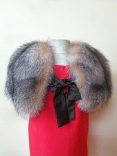 BRAND NEW CRYSTAL FOX FUR STOLE CAPE WRAP WOMEN WOMAN