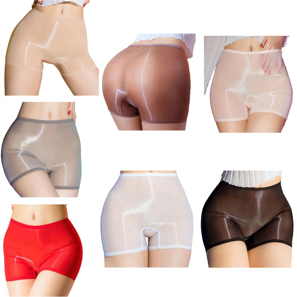 Sheer Ice Silk Boyshorts Glossy See-Through Panties for Women