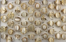 32pcs Gold P Fashion Jewelry Job Lots Big Cat's Eye Stone Lady's Rings AH748
