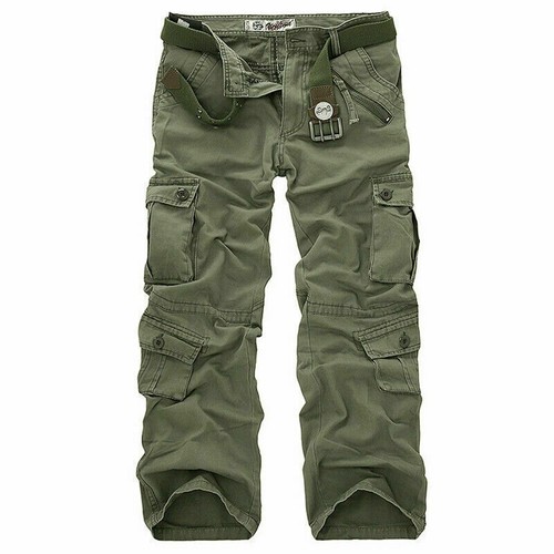 Hombres Ejército Carga Combate Militar Pantalones Pantalones Pantalones Multi Bolsillos Trabajo Informal` - Imagen 23 de 30