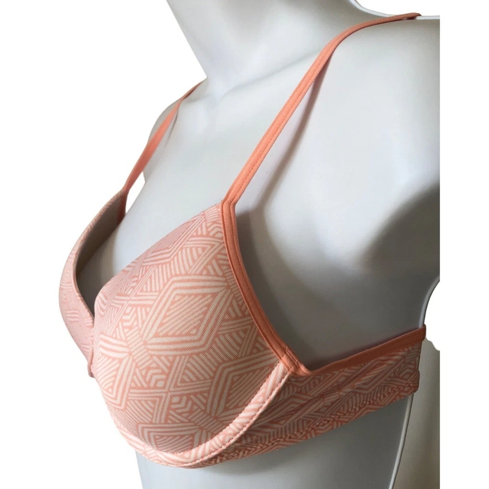 Бюстгальтер женский Hanes размер 36 XL оранжевый белый на косточках с подкладкой сзади закрытый - Изображение 4 из 4