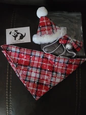 PTDECOR Winter Print Dog Hat Bowtie and Bandana Set