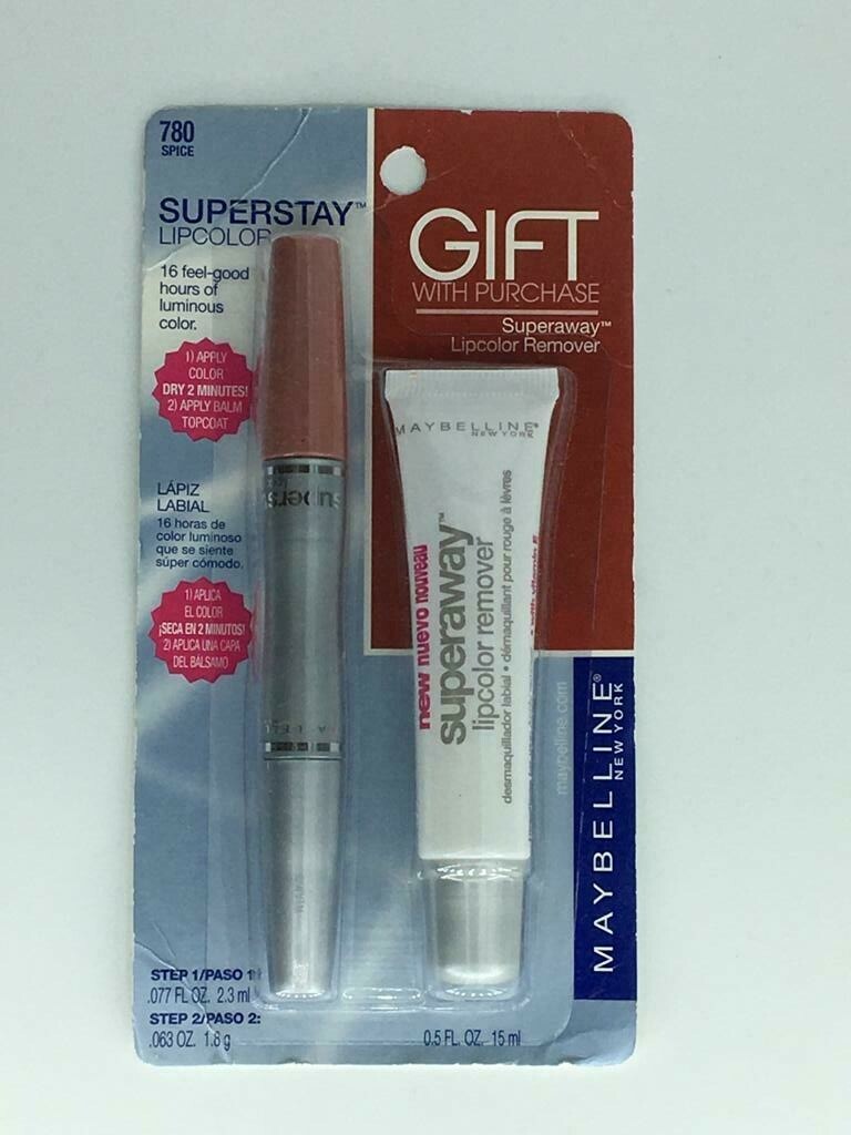 Maybelline Superstay Lipcolor w/ free lipcolor remover Spice 780 Card damaged eBay