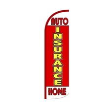 Auto Insurance Home Swooper Flutter Windless Feather Flag  3ft W x 11.5ft Tall
