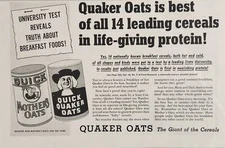 1951 Print Ad Quick Quaker & Mother's Oats Oatmeal Rated Best Cereal