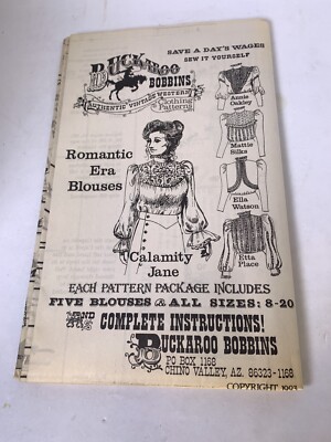 Buckaroo Bobbins Authentic Vintage Western 5 Romantic Blouses Pattern Uncut